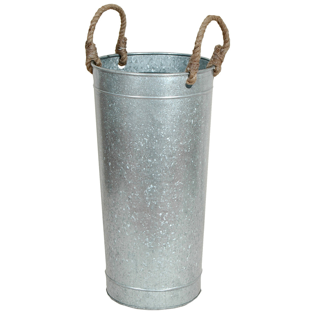 French Vase 8"x15"H Galvanized with Jute Handle