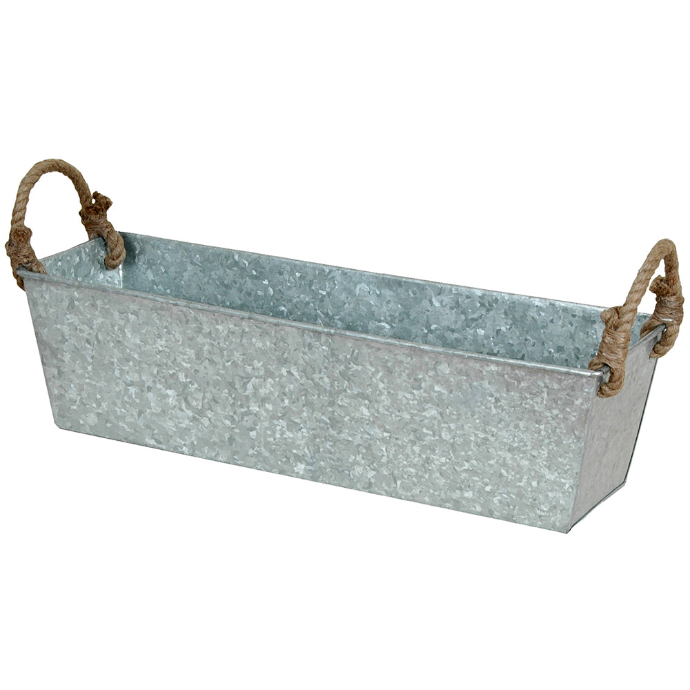 Window Planter 21"x6"x5.5"H Galvanized with Jute Handle