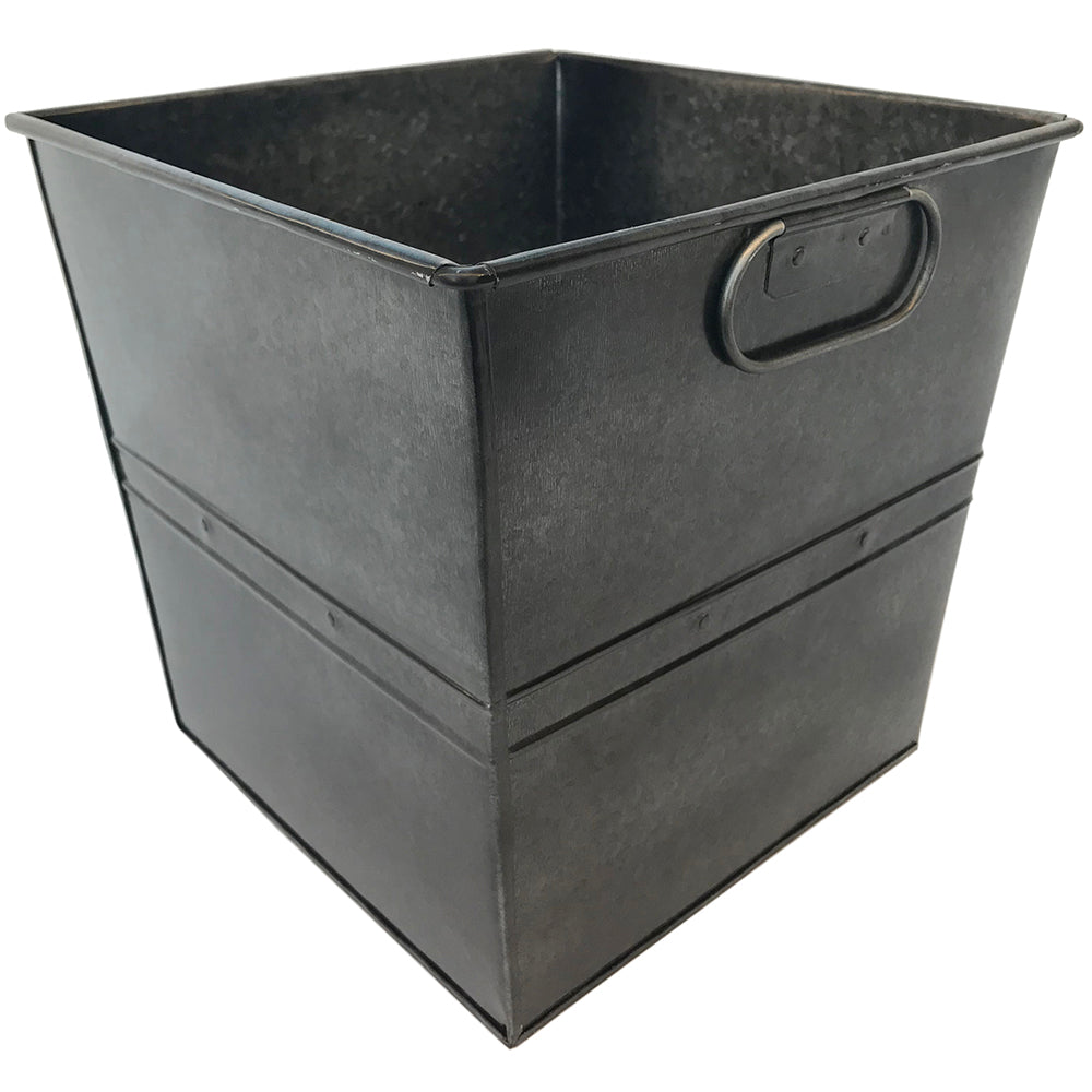 Planter 8" Square Galvanized Platinum