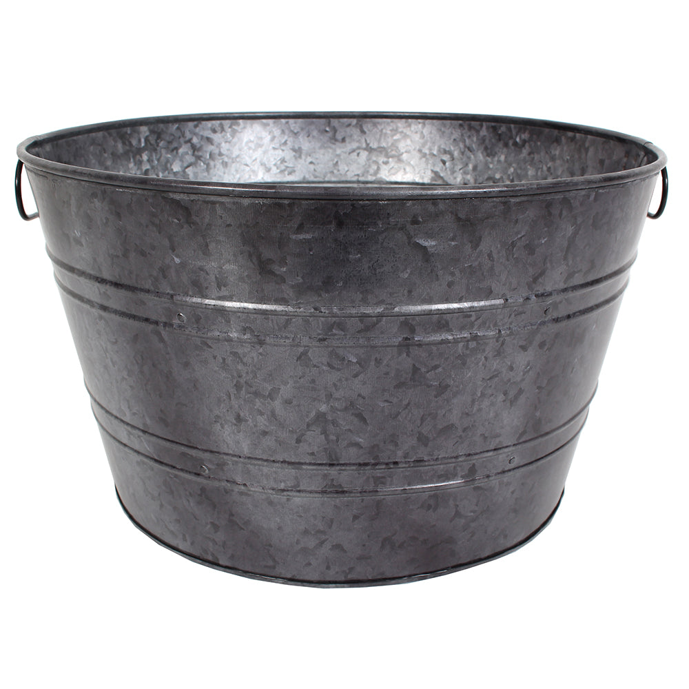 Beverage Tub Round 16"x9.5"H Galvanized Platinum