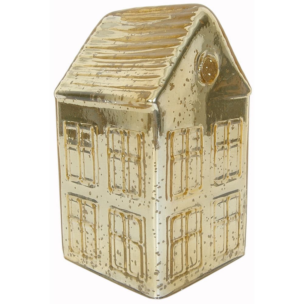 Village House 4.5"x4.5"x8" Gold Mercury Glass