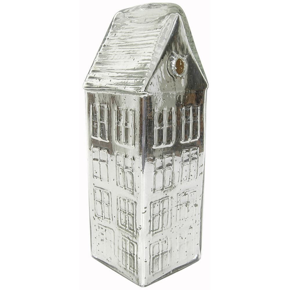 Village House 4"x4"x12" Silver Mercury Glass