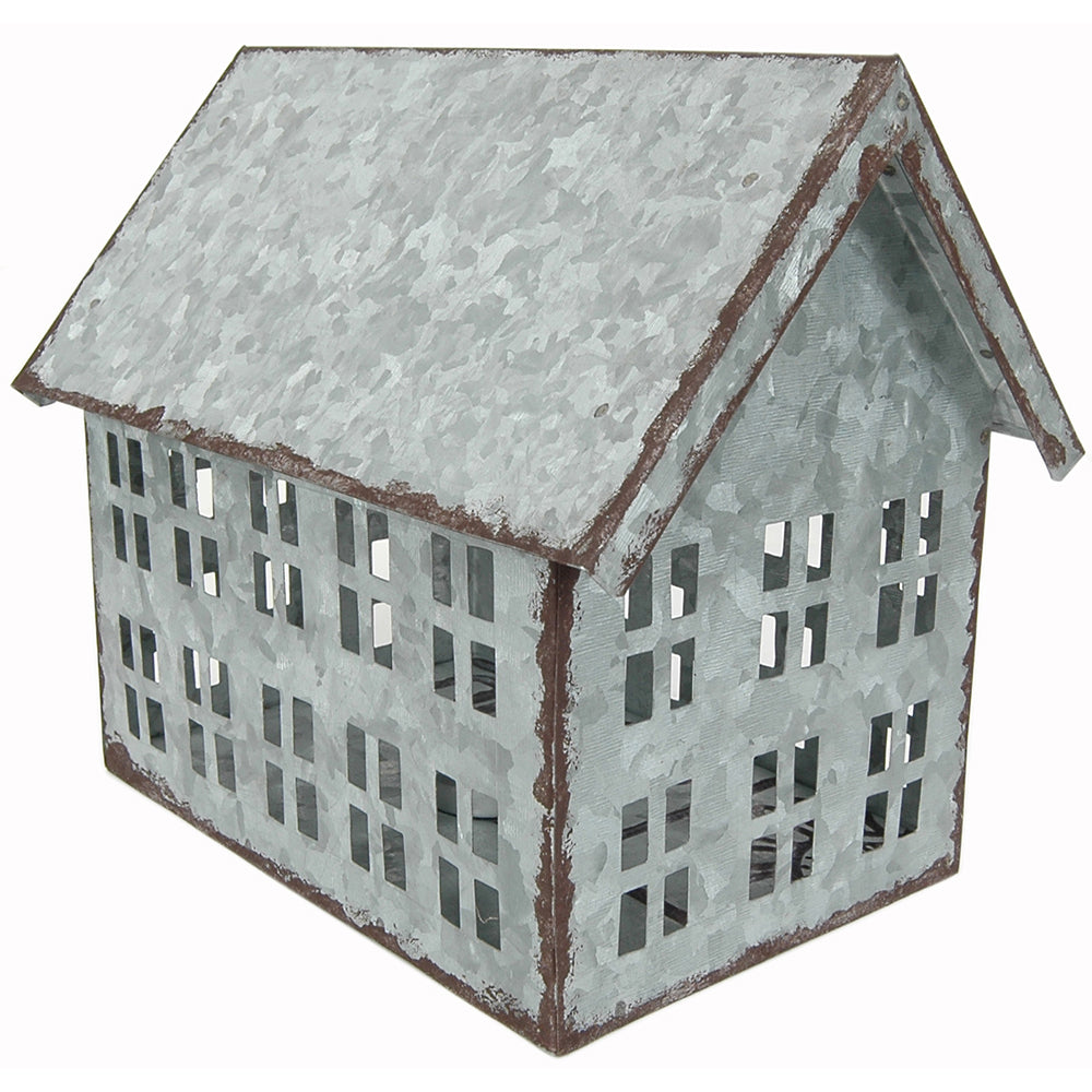 Village House 7.5"H x 7.5" x 5" Galvanized