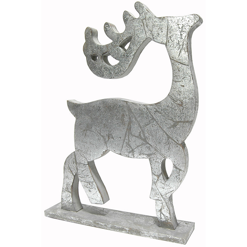 Reindeer Wood 8.5"H x 7"W - Silver