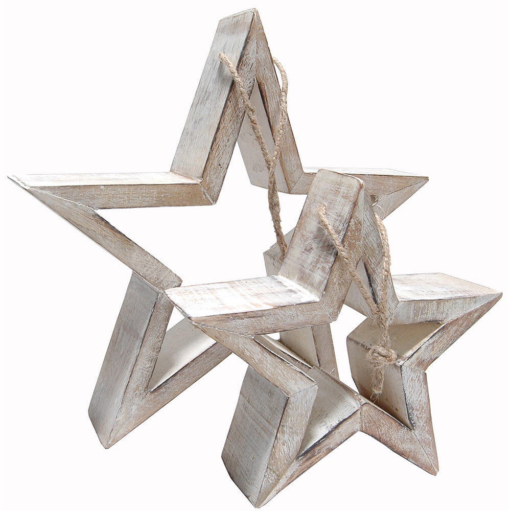 Stars Set of 2 Wood 11.5"H & 7.5"H