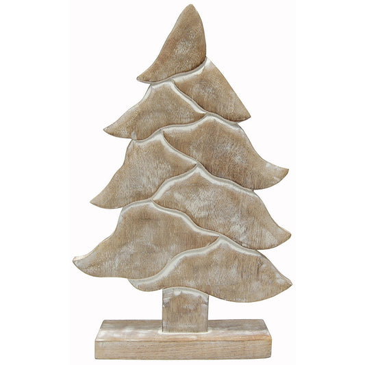 Christmas Tree Wood 18"H x 12"W    - White Wash