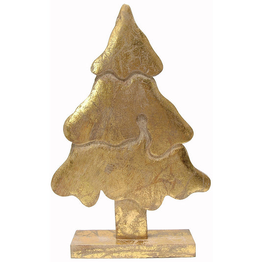 Christmas Tree Wood 12.5"H x 8"W   - Gold
