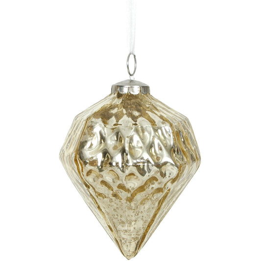 Ornament 5" Mercury Diamond Gold Glass