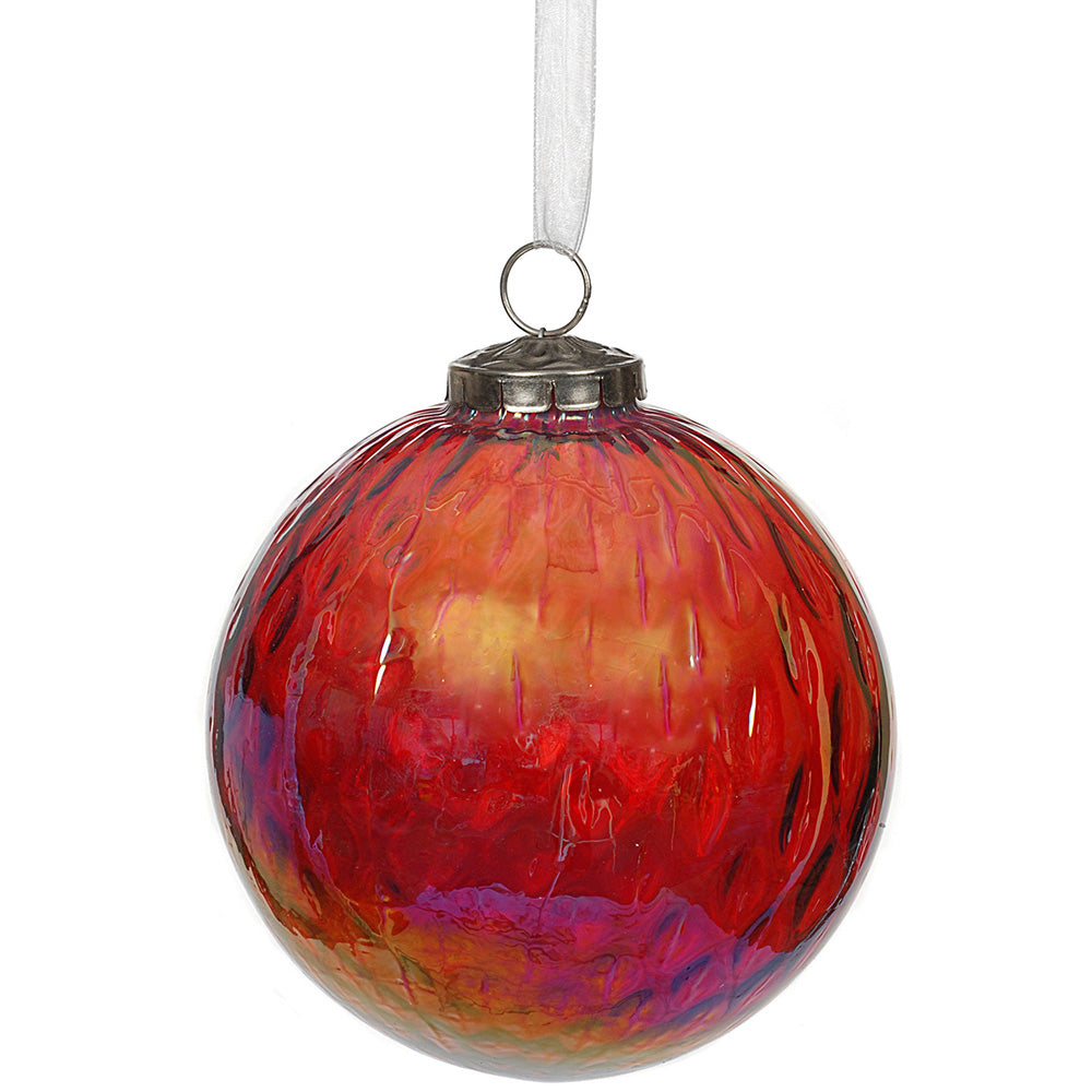 Ornament 5" Optic Glass Red 8 pieces
