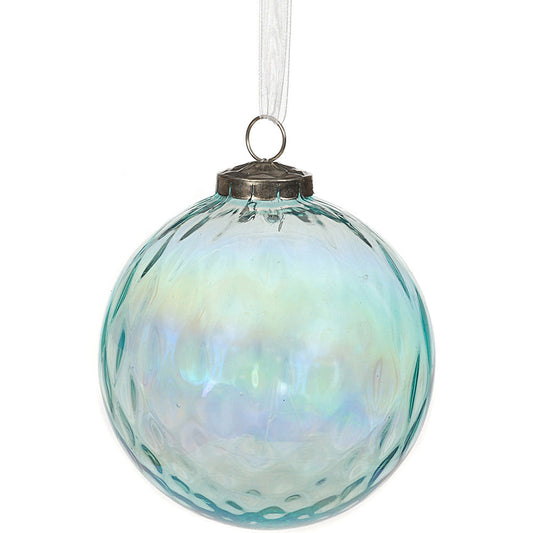Ornament 5" Optic Glass Aqua 8 pieces