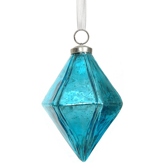 Ornament 5" Mercury Jewel Aqua Glass