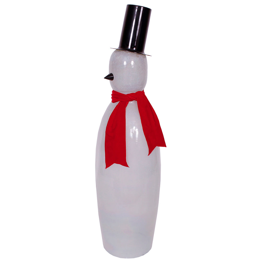 Snowman Slim 24"H x 6"W Crackle Glass Clear Luster