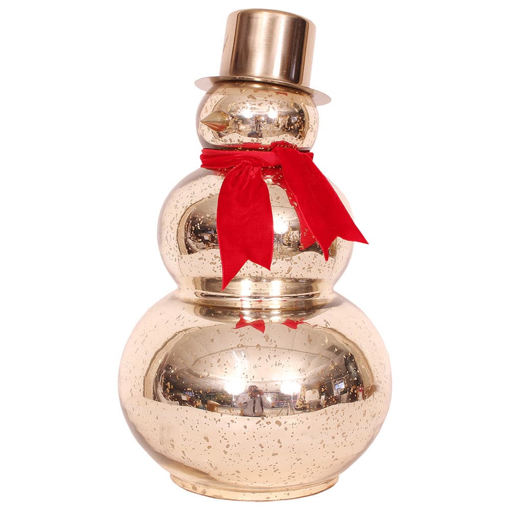 Snowman 20.5"H x 11"W Gold Mercury Glass