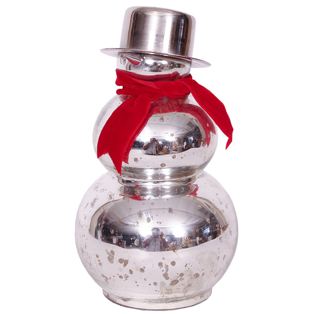 Snowman 8.5"H x 4"W Silver Mercury Glass