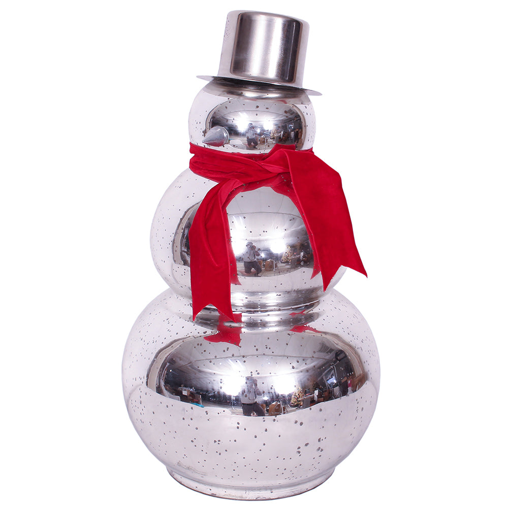 Snowman 18.5"H x 10"W Silver Mercury Glass