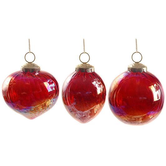 Ornament 3.5" Optic Luster Red Glass