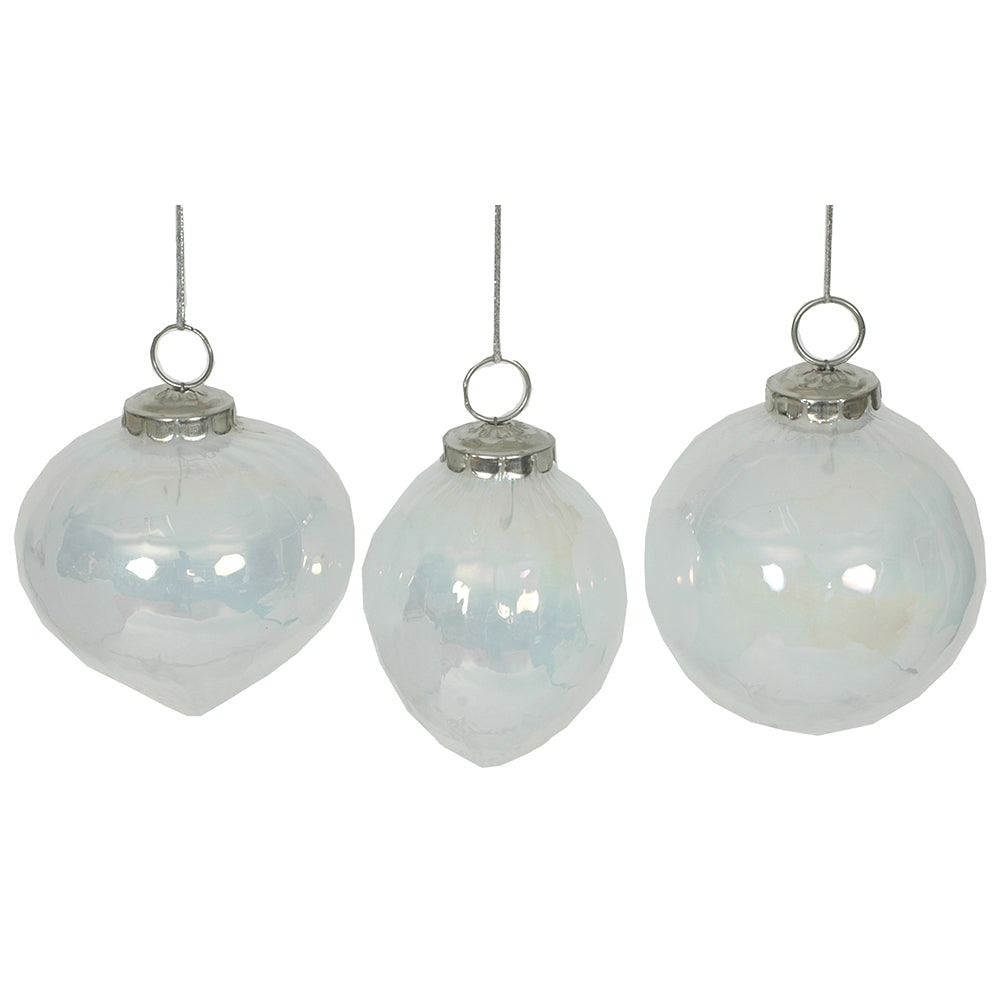 Ornament 3.5" Glass Pearl White Glass