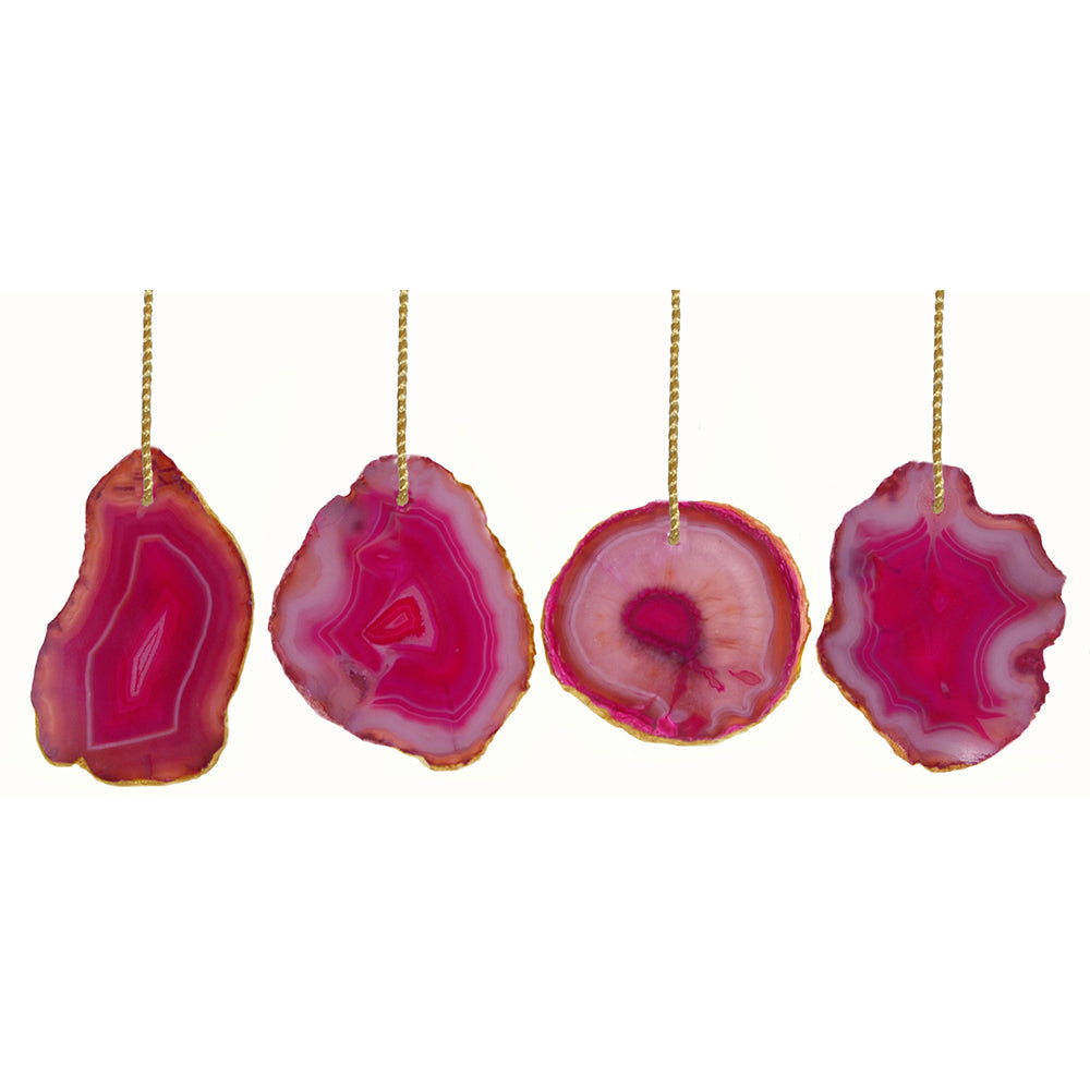 Ornament Agate 3" Pink Assorted 24 pieces