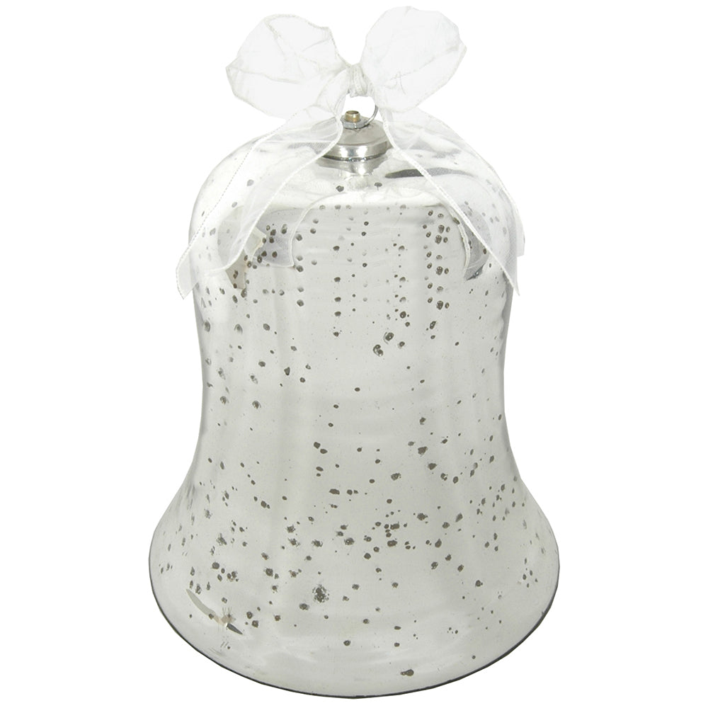 Bell 8"H x 7.5"W Mercury Glass Silver