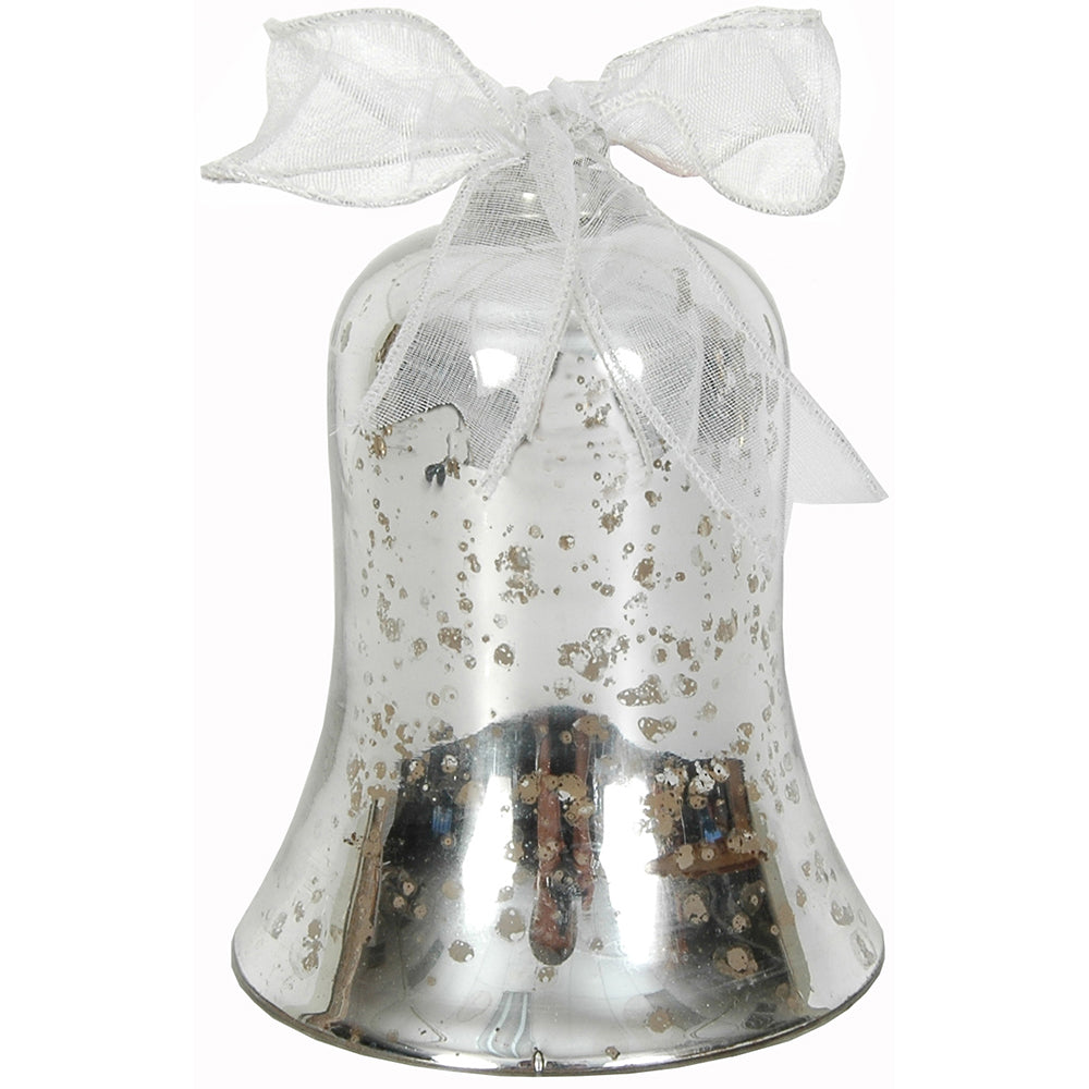 Bell 5.5"H x 5"W Mercury Glass Silver