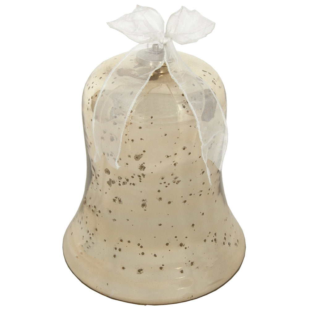 Bell 8"H x 7.5"W Mercury Glass Gold