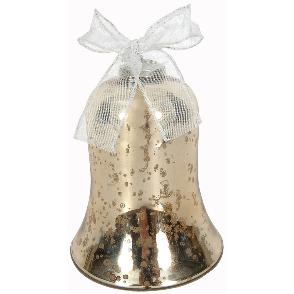 Bell 5.5"H x 5"W Mercury Glass Gold