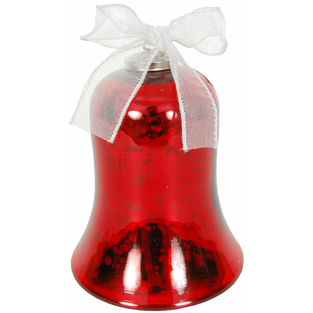 Bell 5.5"H x 5"W Mercury Glass Red