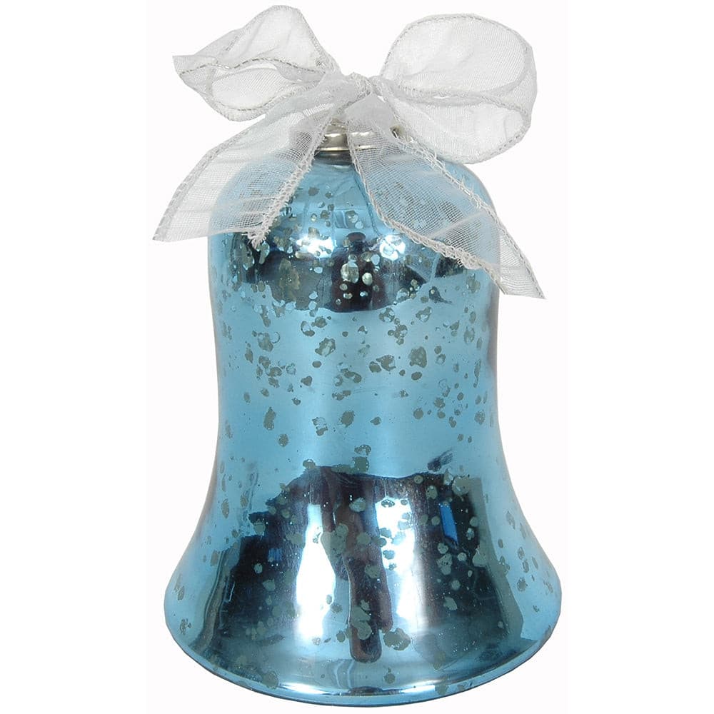 Bell 5.5"H x 5"W Mercury Glass Sapphire