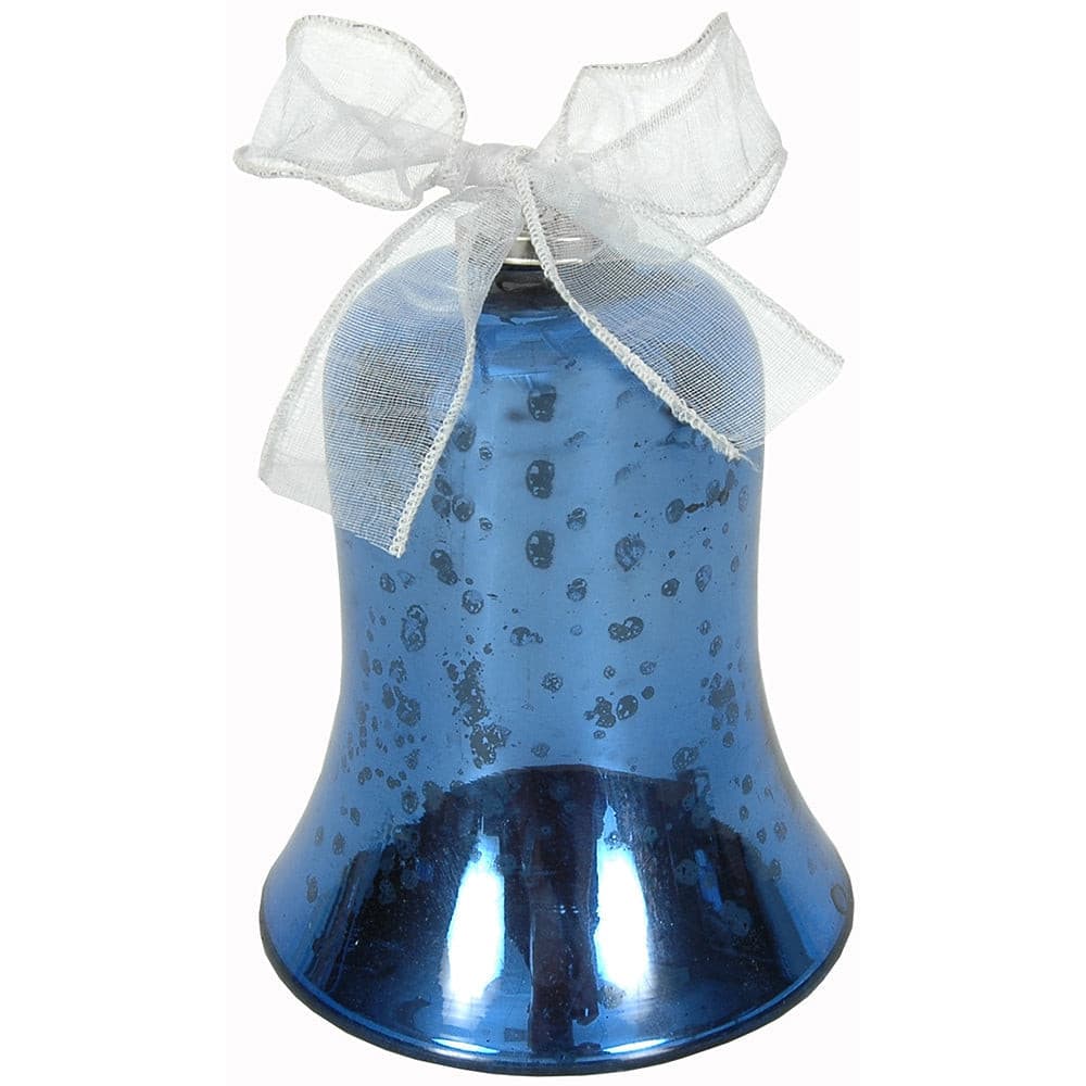 Bell 5.5"H x 5"W Mercury Glass Blue