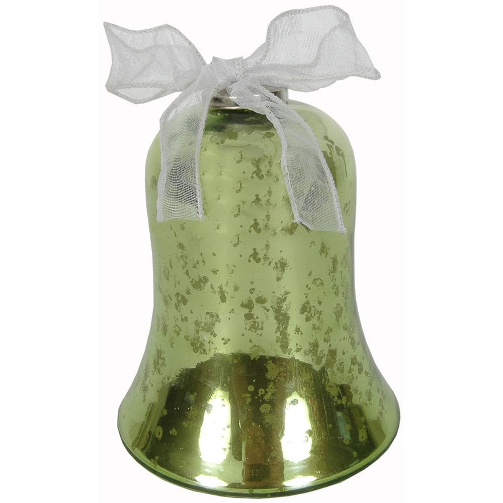 Bell 5.5"H x 5"W Mercury Glass Green
