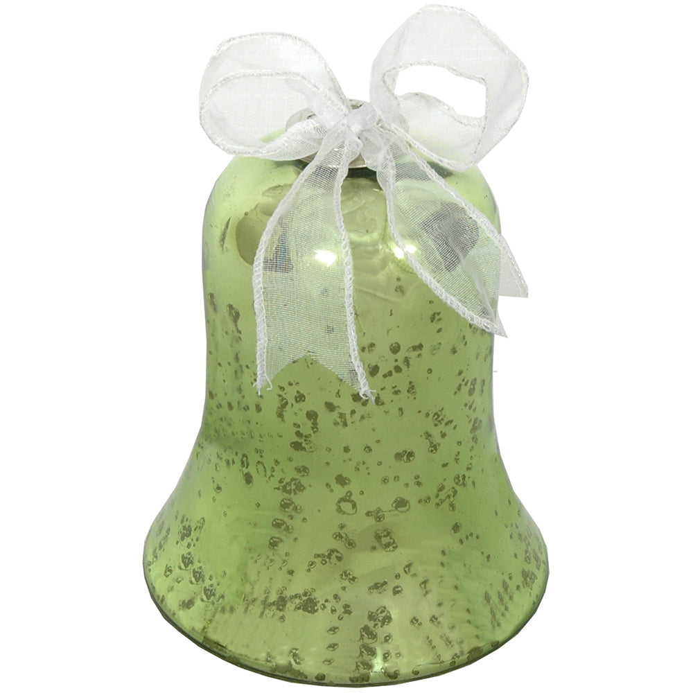 Bell 4"H x 3.5"W Mercury Glass Green