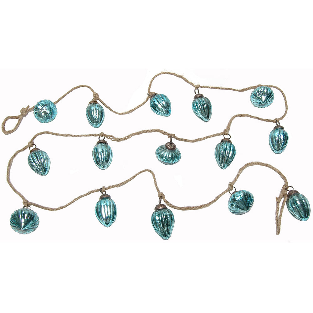 Garland 15 Mini Glass Ornaments Aqua
