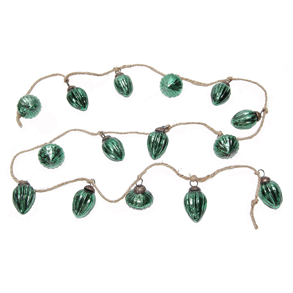 Garland 15 Mini Glass Ornaments Forest Green