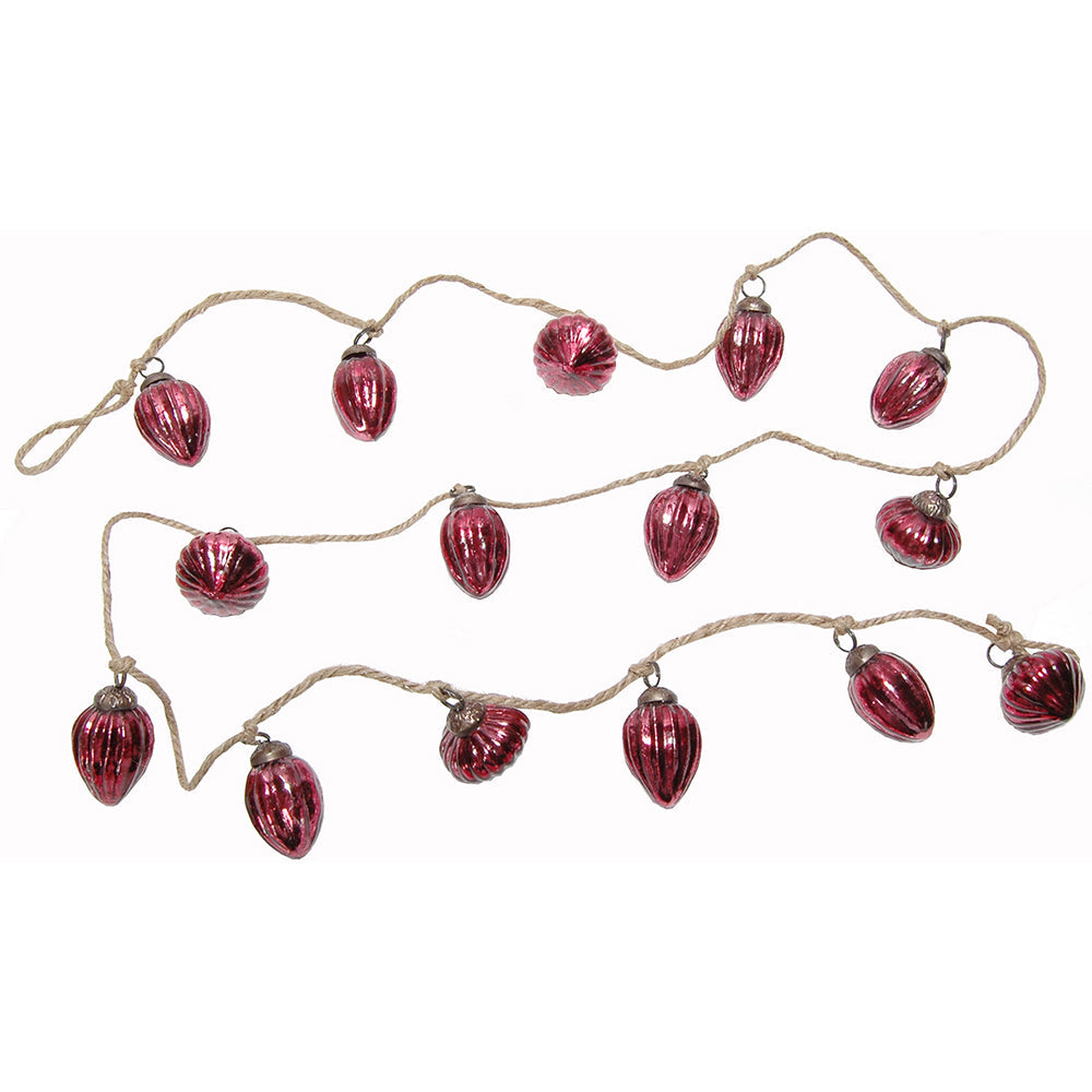Garland 15 Mini Glass Ornaments Cranberry
