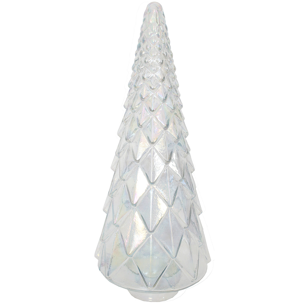 Christmas Tree Faceted 7" x 18" H - Mercury Silver