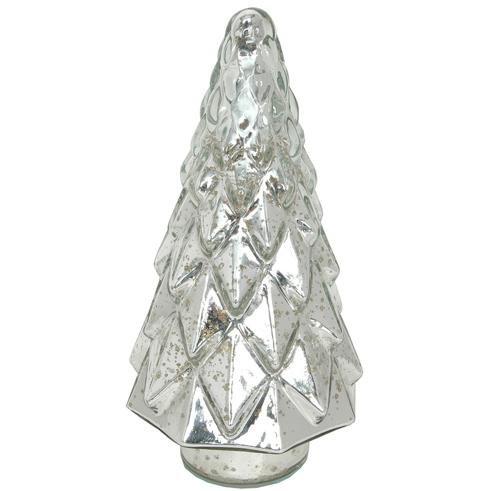 Christmas Tree Faceted 5" x 12" H - Mercury Silver