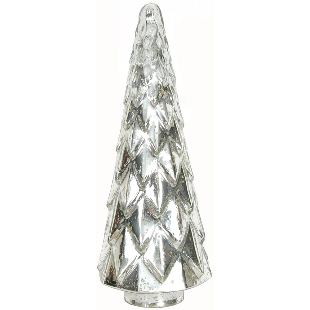 Christmas Tree Faceted 7" x 18" H - Mercury Silver