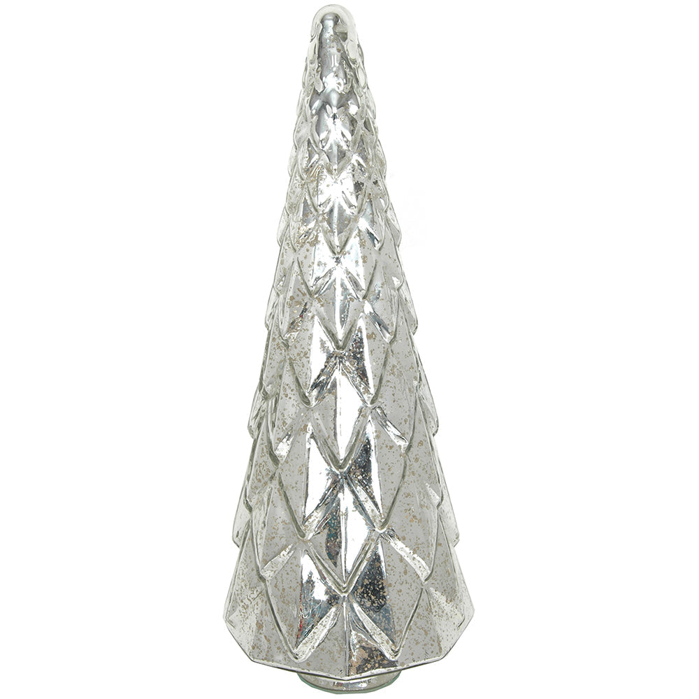 Christmas Tree Faceted 9" x 24" H - Mercury Silver
