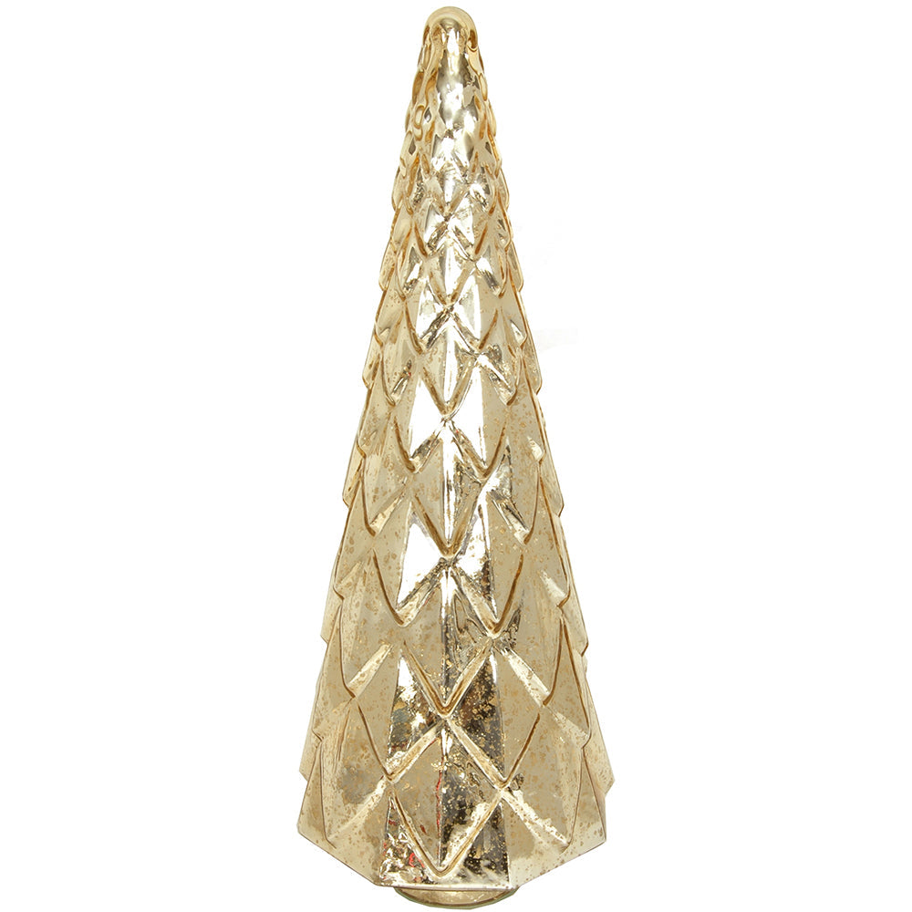 Christmas Tree Faceted 9" x 24" H - Mercury Silver