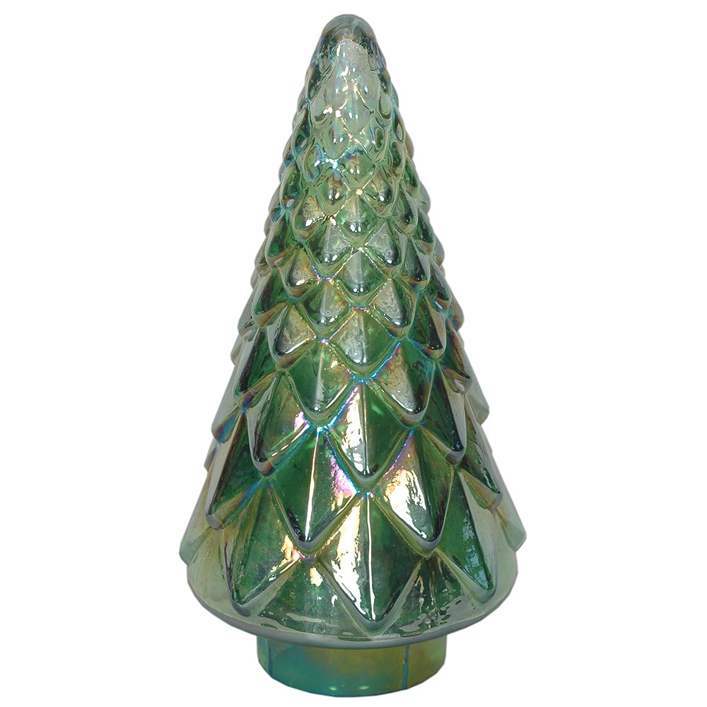 Christmas Tree Faceted 5" x 12" H - Green Ombre Luster