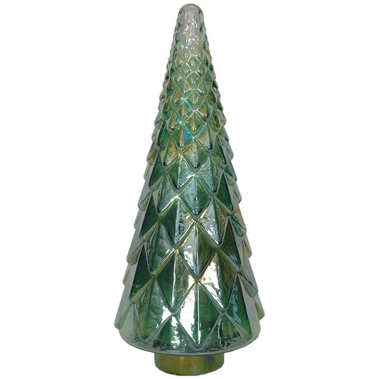 Christmas Tree Faceted 7" x 18" H    - Green Ombre Luster