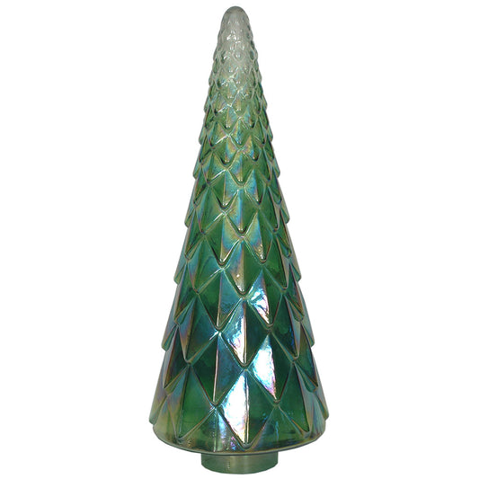 Christmas Tree Faceted 9" x 24" H    - Green Ombre Luster