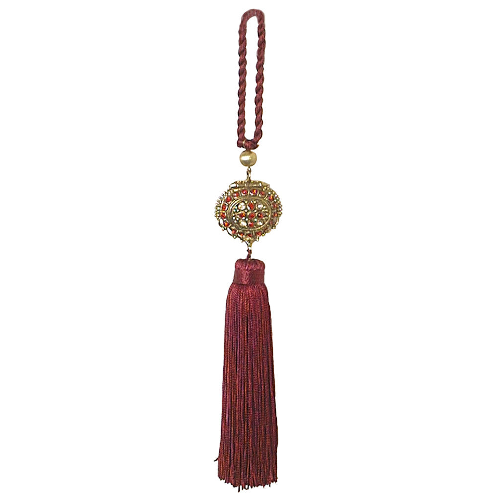 Tassel 5" Beaded Burgundy