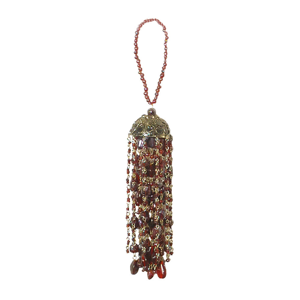 Tassel 4" Beaded Red