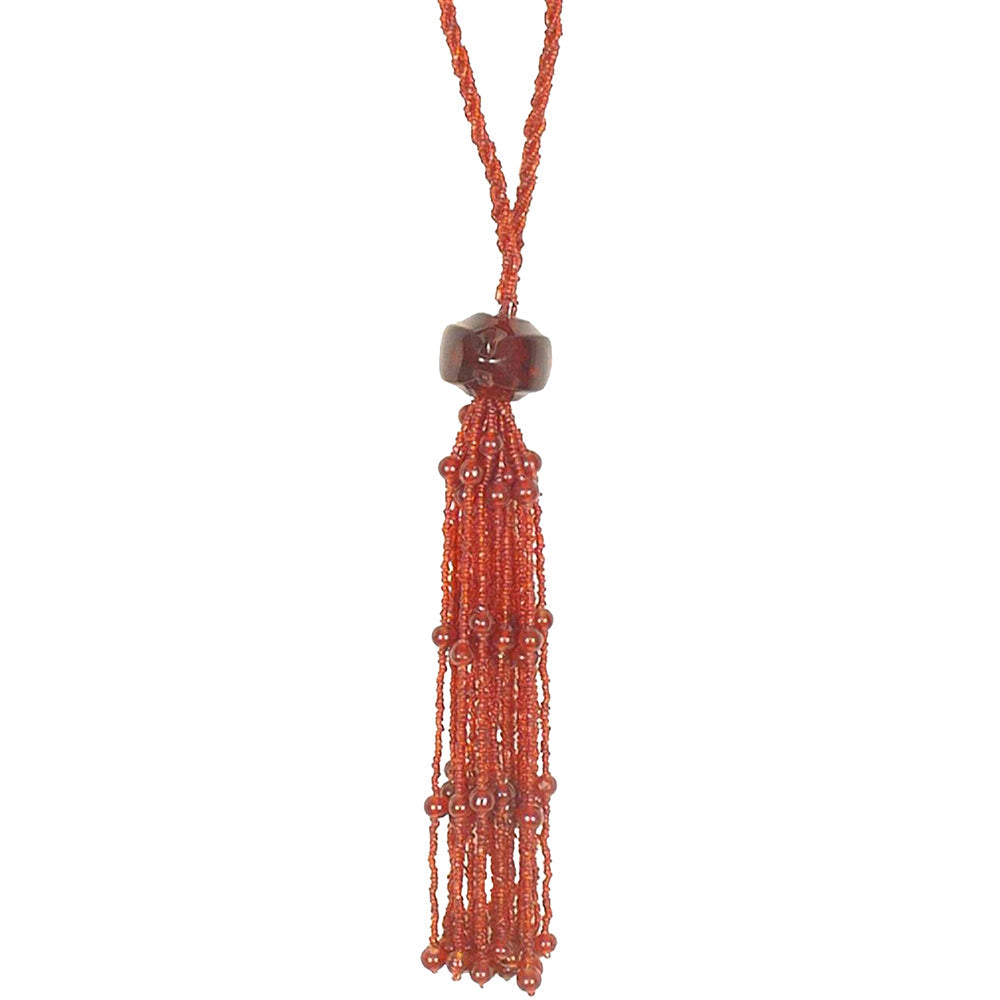 Tassel 8" Beaded Red