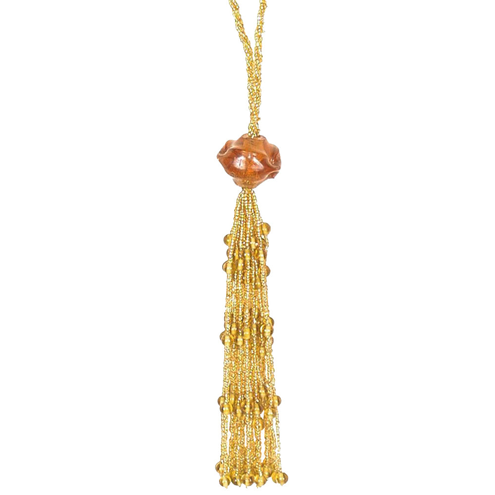 Tassel 8" Beaded Gold