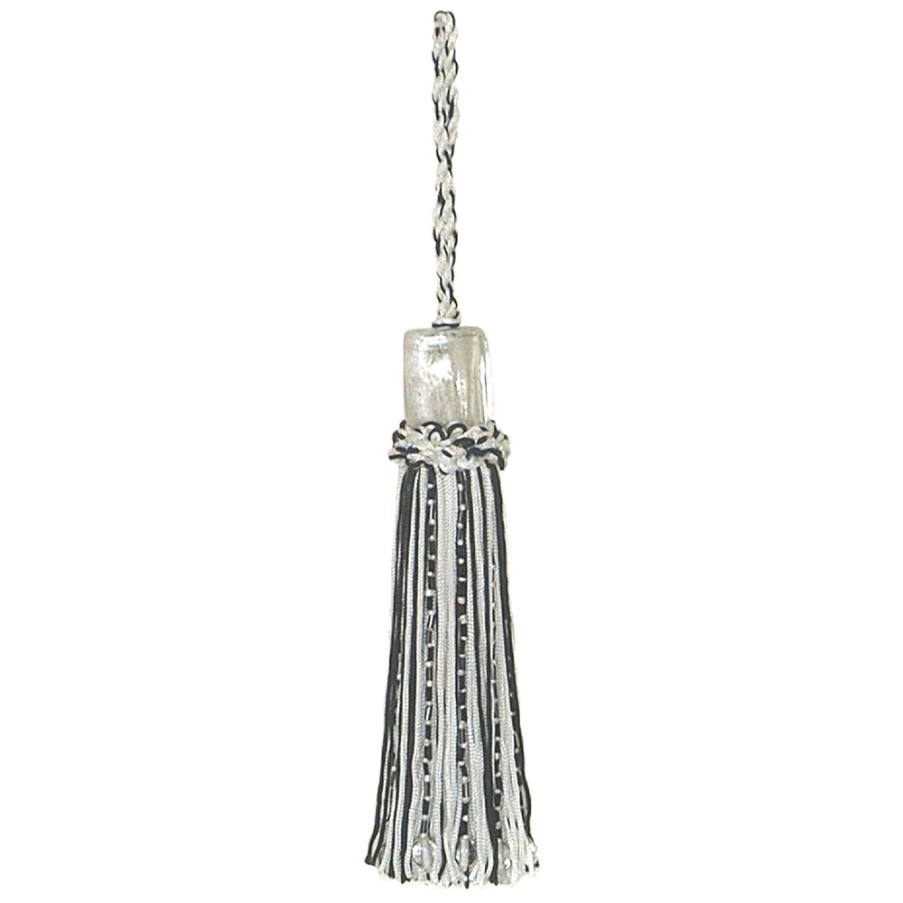 Tassel 6" Beaded Black/White