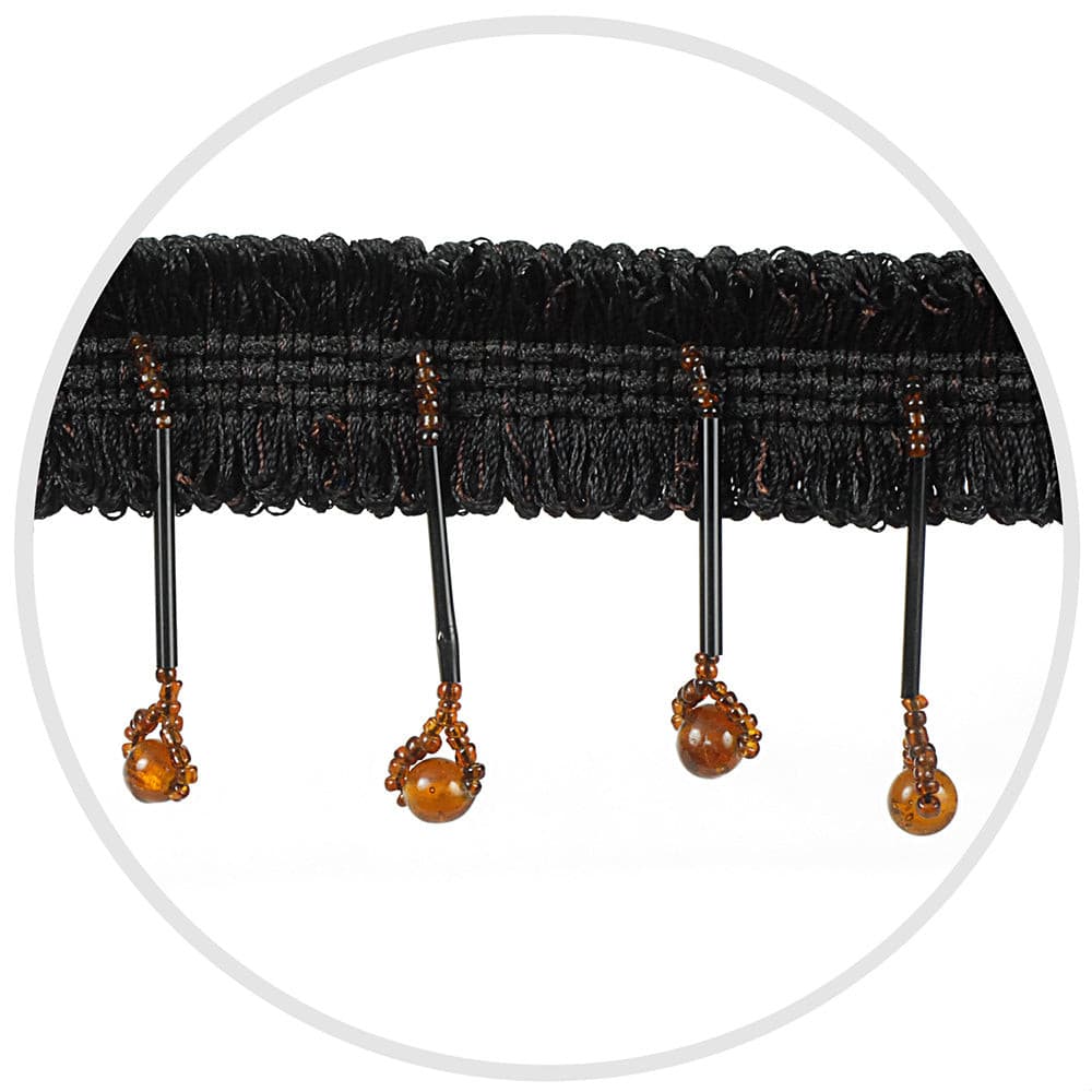 Beaded Glass Trim Black/Amber 5 yards