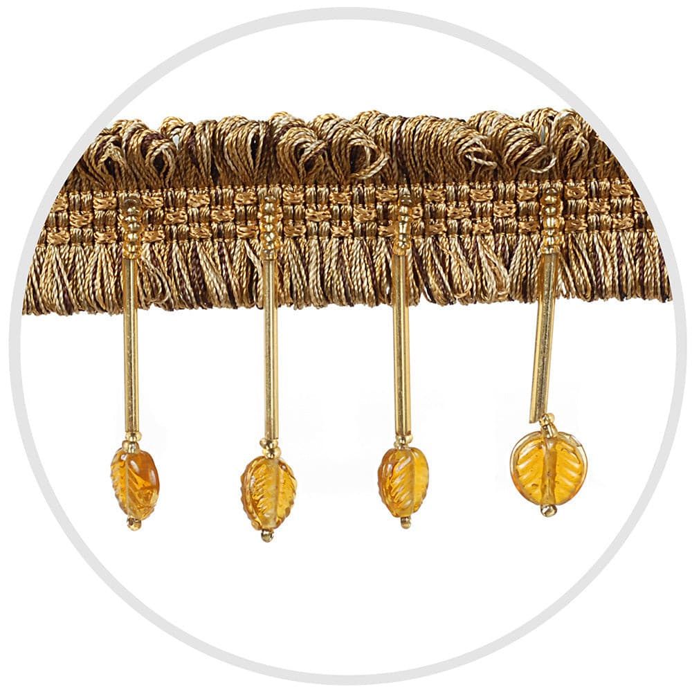 Beaded Glass Trim Earthtone Leaf 5 yards