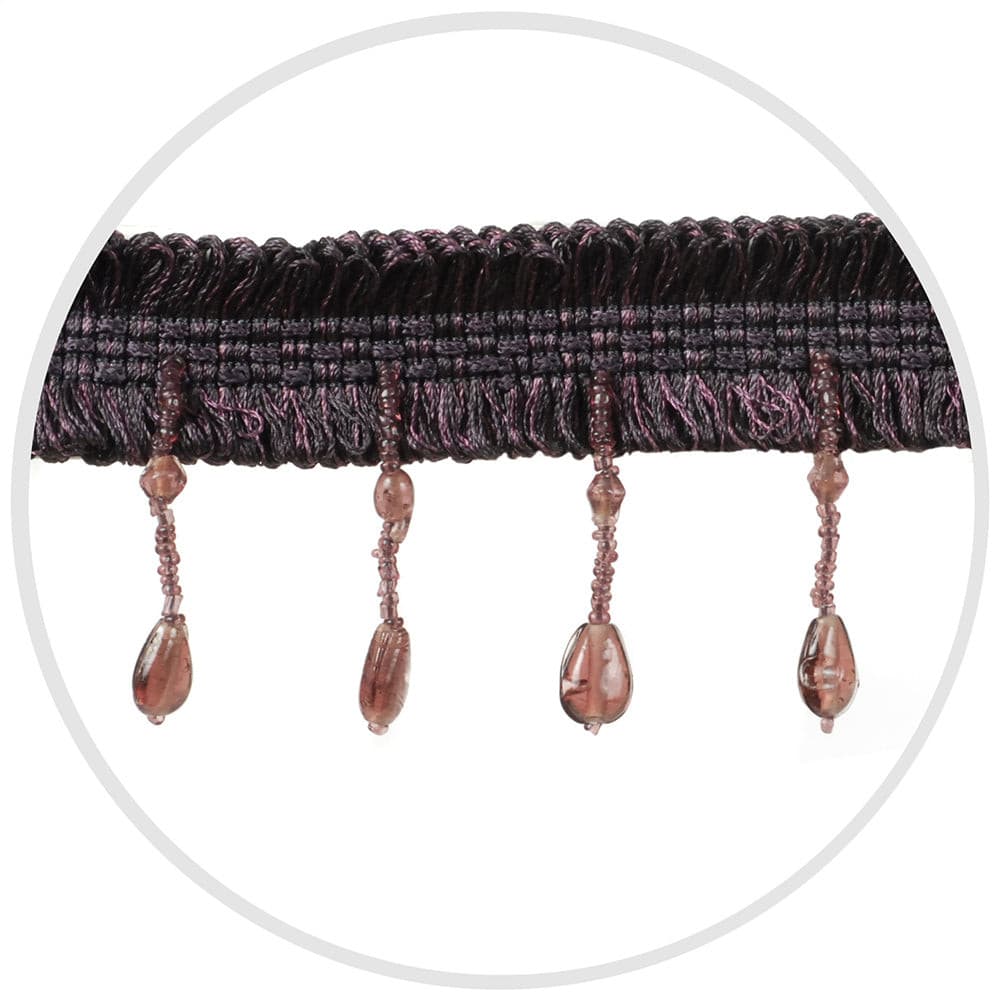 Beaded Glass Trim Aubergine 5 yards